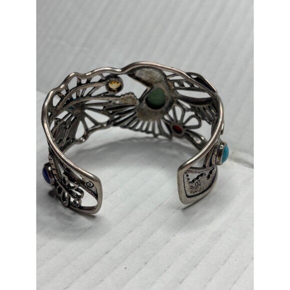 FRITZ CASUSE X CAROLYN POLLACK Vintage Multi Stone Sterling Silver Cuff Bracelet - Picture 7 of 14